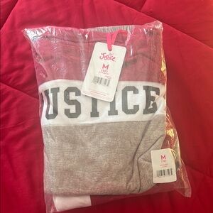 Justice Vibrant burgundy and Classic Gray pajama set
